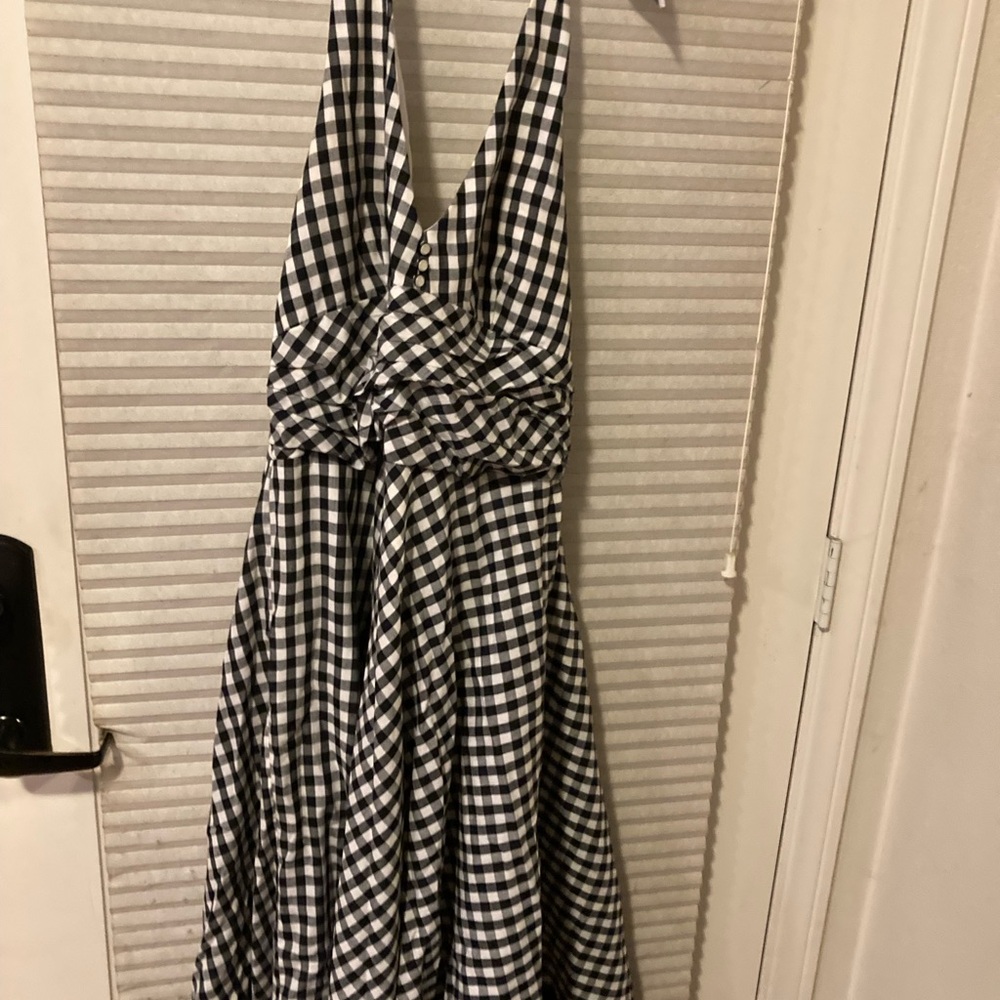 Black and White Gingham Halter Dress